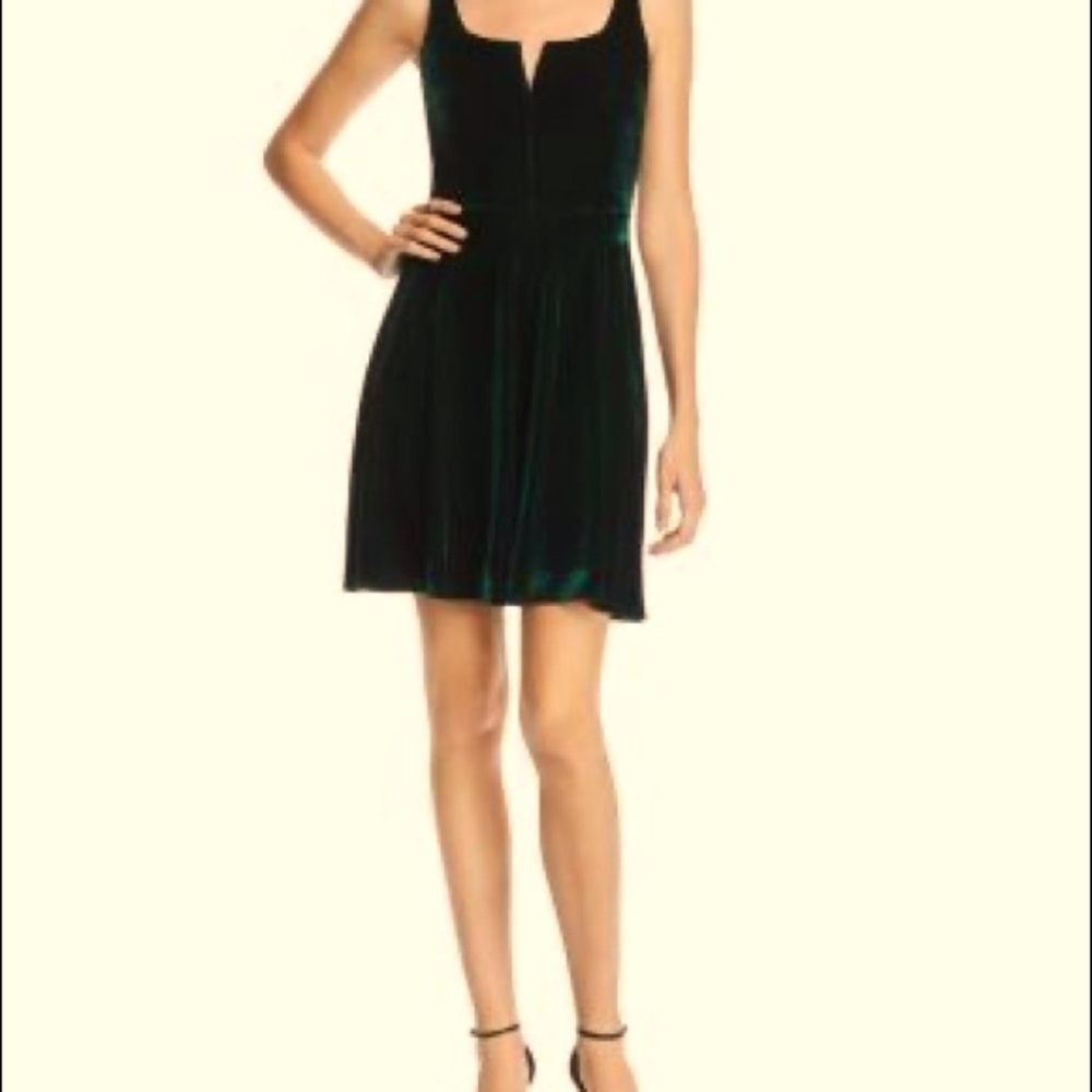 NWT Bloomingdale’s Aqua Velvet Velour Notch Neck Green Holiday Dress Large L